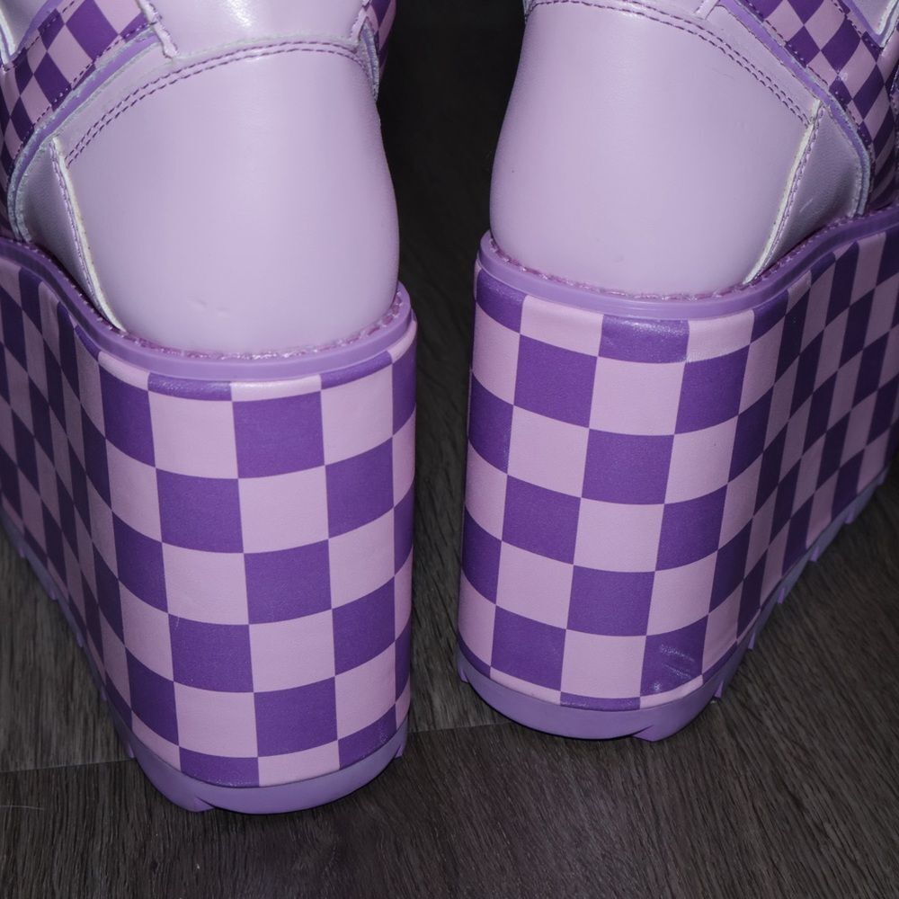 PINK/LAVENDER QOZMO CHECKERPLATFORM SNEAKERS womens 5 - Picture 3 of 12